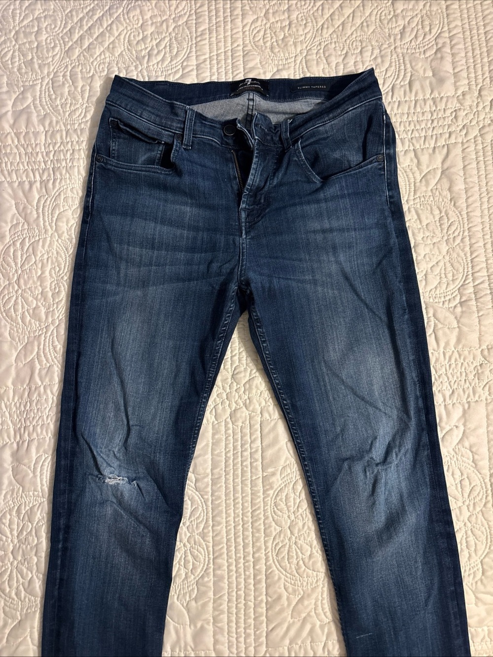 7 For All Mankind Men’s Slim Jeans in Dark Blue Wash